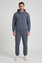 Makiteks Smoked Dark Gray Men's 3-Yarn Asymmetrical Cut Pocket Hooded Elastic Cuffed Sweatpants Set - Sweatshirt and Sweatpants Two-Piece Set