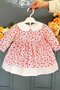 Red Floral Long Sleeve Cotton Lace Casual Baby Dress