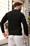 Black Snap Closure Polo Collar Men's Knit Sweater E7514 - 2
