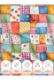 100% Cotton Satin Patchwork Fabric – 300X155 cm – Floral and Plaid Pattern, in Blue, Pink, Green and Yellow Shades - 7