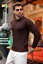 Brown Snap Closure Polo Collar Men's Knit Sweater E7514 - 5