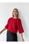 Nellie Big Button Crop Knitwear Cardigan Women's Red - 6
