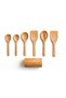 Wooden Kitchen Tool Set with Holder - 6 Piece Wooden Utensil Set - Natural Wood Spoons and Spatulas - Non-Stick Safe Wooden Spoon Set with Wooden Holder - Eco Friendly - 3