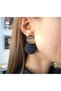 Xuping Black Circle Gold Disc Dangle Earrings - Modern Non-Tarnish Anti-Allergic Colorfast Stylish Gift New Season Women's Earrings