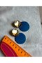 Xuping Gold Blue Circle Disc Dangle Earrings - Modern Non-Tarnish Anti-Allergic Fade-Resistant Stylish Gift New Season Trend Women's Earrings - 7