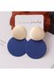Xuping Gold Blue Circle Disc Dangle Earrings - Modern Non-Tarnish Anti-Allergic Fade-Resistant Stylish Gift New Season Trend Women's Earrings - 3