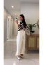 Betsa Ecru Elastic Waist Pleated Detailed Trousers - 3