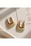 Xuping Cream Marble Patterned U Shape Gold Steel Hoop Earrings - Modern Non-Tarnish Anti-Allergic Fade-Resistant Stylish Gift New Season Trend Women's Earrings - 2