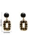 Xuping Black Stone Gold Frame Dangle Earrings - Vintage Anti-Tarnish Anti-Allergic Fade-Resistant Stylish Gift New Season Women's Earrings - 6