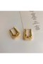 Xuping Cream Marble Patterned U Shape Gold Steel Hoop Earrings - Modern Non-Tarnish Anti-Allergic Fade-Resistant Stylish Gift New Season Trend Women's Earrings - 5