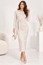 Women's Modal Fabric Crew Neck Long Sleeve Dress with Tie Detail