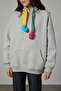 Colorful Lace-Up Detail Hooded Sweatshirt - 3