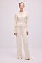 Button-Detail Cardigan Pants Suit - 5