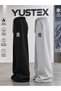 2 Pieces of Ny Printed Winter 2-Thread Rastered Sweatpants (Black-Grey) – Warm, Soft Inside, High Waist, Oversized, Wide Legs - 2