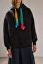 Colorful Lace-Up Detail Hooded Sweatshirt - 2