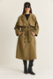 Women's Khaki Windbreaker Detailed Epaulet Belted Oversize Lined Trench Coat 2020 60286525 - 2