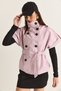 Women's Pink Stand Collar Epaulet Detailed Belted Short Sleeve Jacket 2096 60286531 - 6
