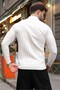 White Slim Fit Judge Collar Zippered Men's Knitwear Sweater E7518 - 2