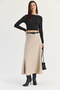 Women's Beige Belted A-Line Long Skirt 4420 60286523 - 4