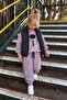 Girl's 3-Piece Tracksuit Set with Floral Appliqué and Inflatable Vest - Lilac