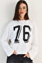 Women's White Print Detailed Long Sleeve Oversize Modal Blouse 12511 60286532 - 5