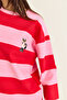 Women's Pink-Red Striped Oversize Sweatshirt with Embroidery Detail 6206 60286534 - 7