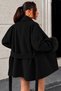 Women's Black Fur Detailed Sleeves Belted Shawl Collar Lined Cashmere Short Coat - 5