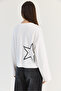 Women's White Print Detailed Long Sleeve Oversize Modal Blouse 12511 60286532 - 7