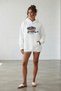 Women's Oversize Sweatshirt Hoodie Blueberry Printed White – Hooded, Kangaroo Pocket, 3 Thread Ribs - 2