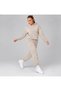 Beige Melange Hooded Kangaroo Pocket Tracksuit Set with Elastic Cuffs Jogger Relaxed Fit Casual Sportswear - 4