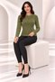 Women's Boat Neck Ribbed Long Beard Fuzzy Soft Textured Long Sleeve Knitwear Sweater Blouse - 3