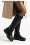 Women's Boots Black Leather Stylish - 3