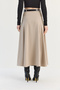 Women's Beige Belted A-Line Long Skirt 4420 60286523 - 7