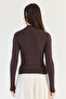 Women's Bitter Coffee Drop Low-Cut Detailed Stand Collar Modal Blouse Ca506 60286533 - 7