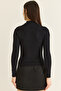 Women's Black Drop Neck Detailed High Collar Modal Blouse Ca506 60286533 - 7