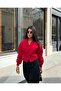 Women's Red Belt Detailed Short Jacket - 2