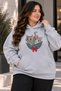 Women's Plus Size Cat Printed Hooded 2-Piece Tracksuit Set Oversize Comfortable Fit Casual Sports Set - 2