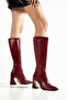 Gisella Women's Burgundy Shiny Leather Special Design Heeled Boots - 4