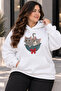 Women's Plus Size Cat Printed Hooded 2-Piece Tracksuit Set Oversize Comfortable Fit Casual Sports Set - 2