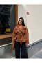 Women's Tan Snap-Closure Stand Collar Suede Jacket - 6