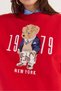 Women's Red Crew Neck Teddy Embroidery Detailed Sweat 10417 60284066 - 7