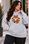 Women's Plus Size Fox Printed Hooded 2-Piece Tracksuit Set Oversize Comfortable Fit Casual Sports Set - 2