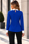 Women's Long Sleeve White Collared Button Detailed Stylish Crepe Blouse - 3