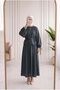 Yağmurnur Gathered Collar Lace-Up Skirt Suit-Ek625 Anthracite