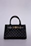 Baklava patterned belt detailed hand and shoulder bag black