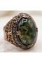 Bronze Women's Ring Authentic Copper Margazite Worked Oval Moss Agate Stone Adjustable Vintage - 3