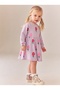Girl's Floral Printed Combed Cotton Long Sleeve Dress Lilac