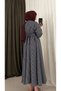 Striped Dress with Pencil Detail on the Front - Anthracite - 2