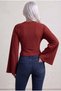 Women's Tile Print Crew Neck Waist-Sitting Spanish Long Sleeve Blouse - 3