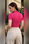 Women's Pink Short Sleeve Blouse - 5